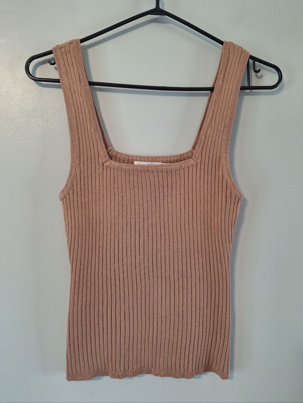 Avec Les Filles Ribbed Square Neck Tank - M